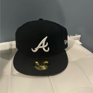 Black- 7 3/8 Atlanta Fitted cap, in great condition.